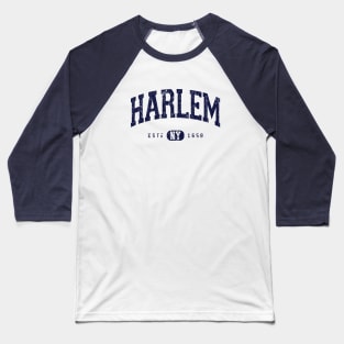 Harlem NY Arch Distressed, Navy Retro Print Baseball T-Shirt